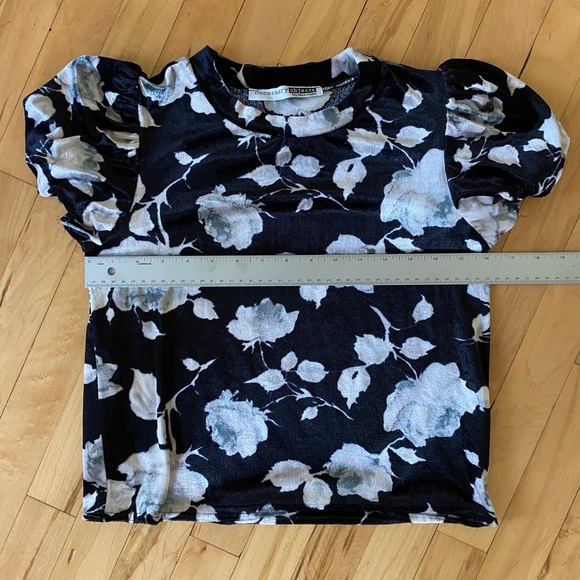 Y2K women’s velvet, puff sleeve top from Necessary Objects. Size S. - Picture 4 of 4